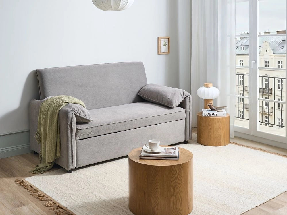 Divano letto in tessuto grigio con funzione letto pieghevole Divano minimalista