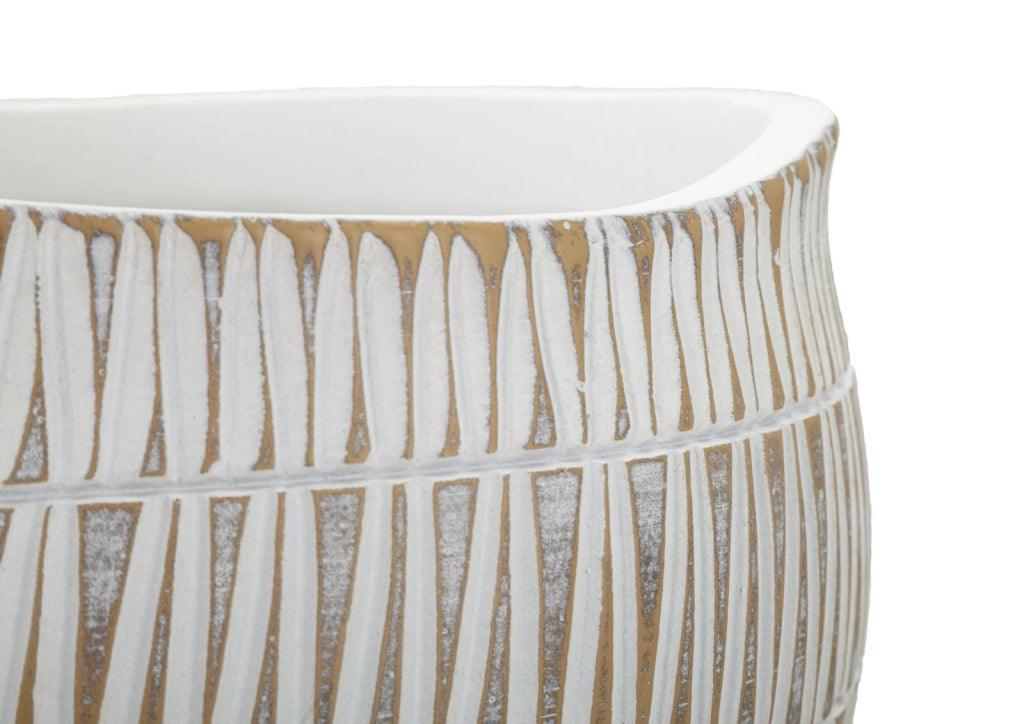 Cachepot Resina Stiky Ø26x20,5 cm in Resina Oro e Bianco