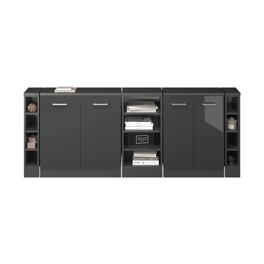 Mobile cucina sottotetto R-Line Antracite lucido/Antracite 210 cm Set di 5 carcasse armadio profondità 60 cm Vicco