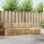 Set di divani da esterno 5 pcs Bianco e Beige