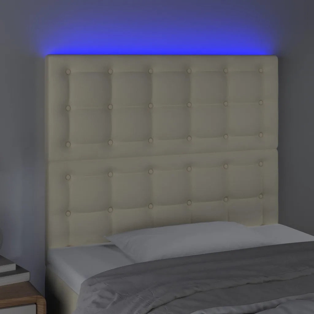 Testiera a LED Crema 100x5x118/128 cm in Similpelle cod mxl 51691