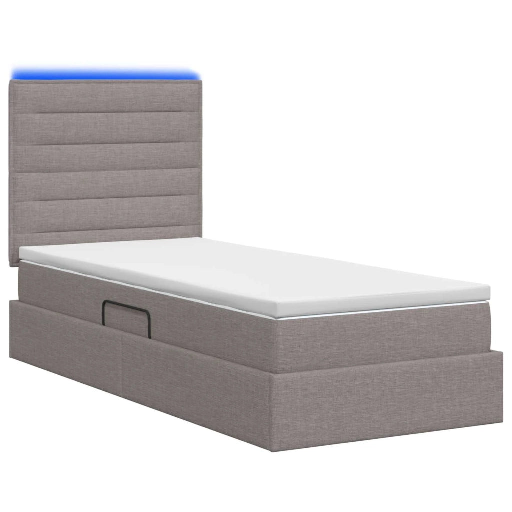 Letto con contenitore LED e materasso Tortora 100 x 200 cm 3459864
