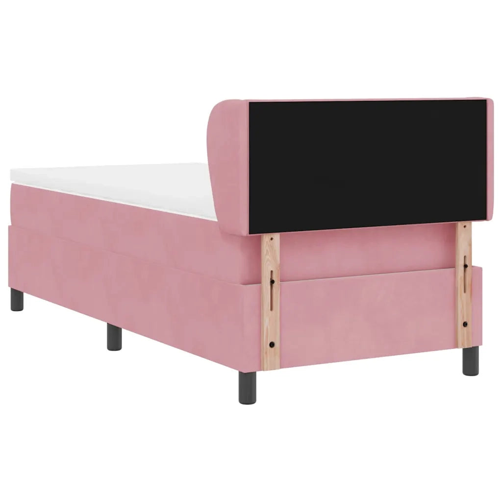 Letto a molle con materasso Rosa 90 x 200 cm Velluto 3340429