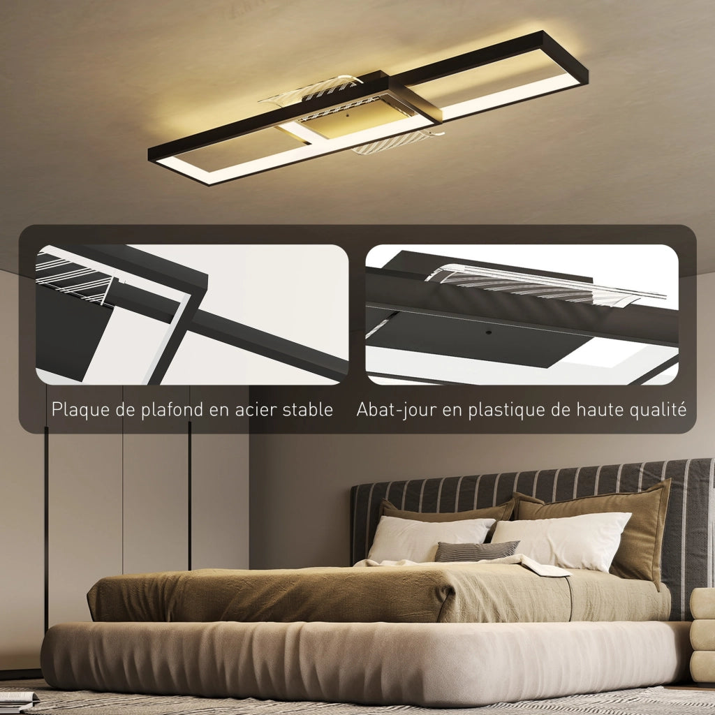 Plafoniera LED Rettangolare 43W ¨C Xylo ¨C 3000-6000K, 4600LM, Telecomando, 70x30cm, Nero