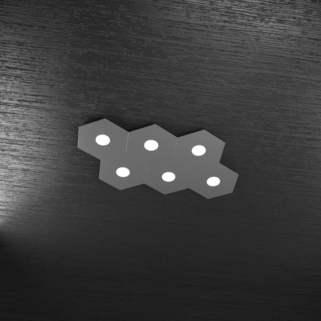 HEXAGON APPLIQUE-PLAFONIERA 6 LUCI GRIGIO ANTRACITE 1142-6L-GA