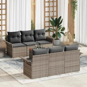 Set Divano da Giardino con cuscino 7 pcs Grigio polyrattan