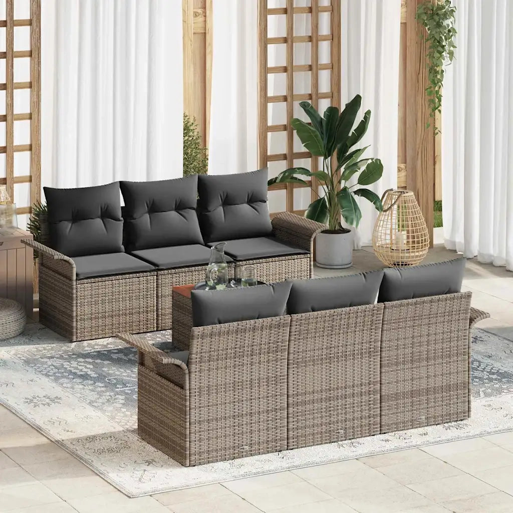 Set Divano da Giardino con cuscino 7 pcs Grigio polyrattan