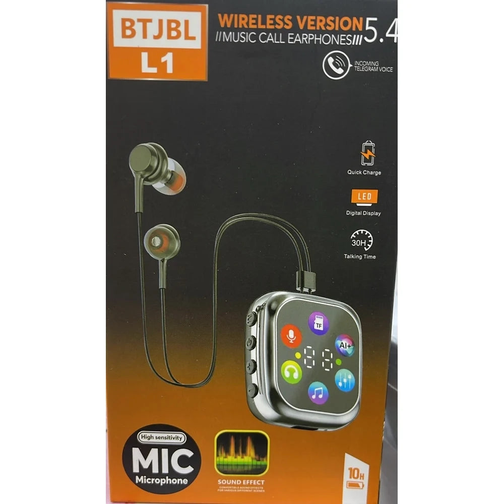 Trade Shop - Cuffie Auricolari Wireless Bluetooth 5.4 Btjbl L1 Con Display Digitale A Led Microfono -