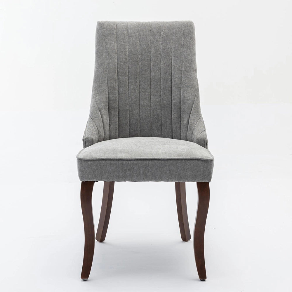 Set 2 sedie Channel - Xylo - tessuto floqué grigio gambe legno curvate