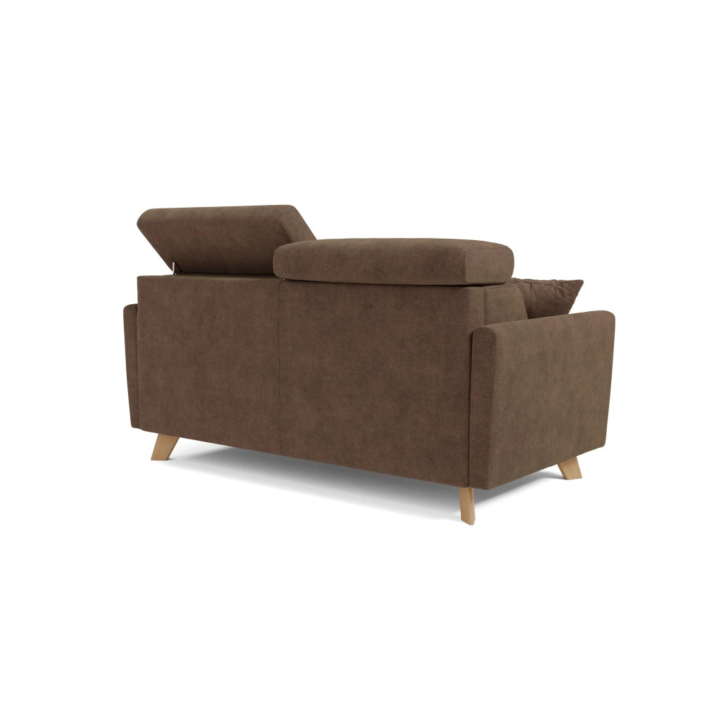 Francy Divano letto matrimoniale con poggiatesta regolabili in tessuto impermeabile e smacchiabile T17 200 cm (mat. 160x197) marrone