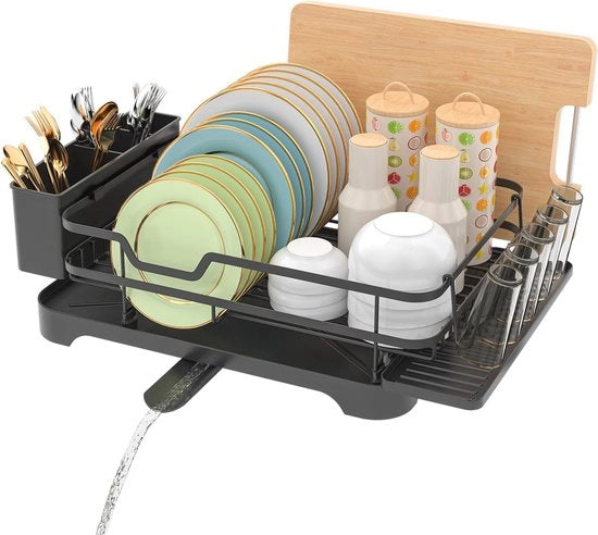 Ammortizzatore per asciugare lastre unifacciale con contenitore per gocce e supporto per utensili rimovibile - asciugamani per cucina a parete spaziale