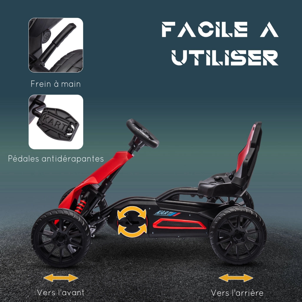 Kart a pedali per bambini con sedile regolabile ¨C Zephmum ¨C 100x58x58.5 cm rosso e nero