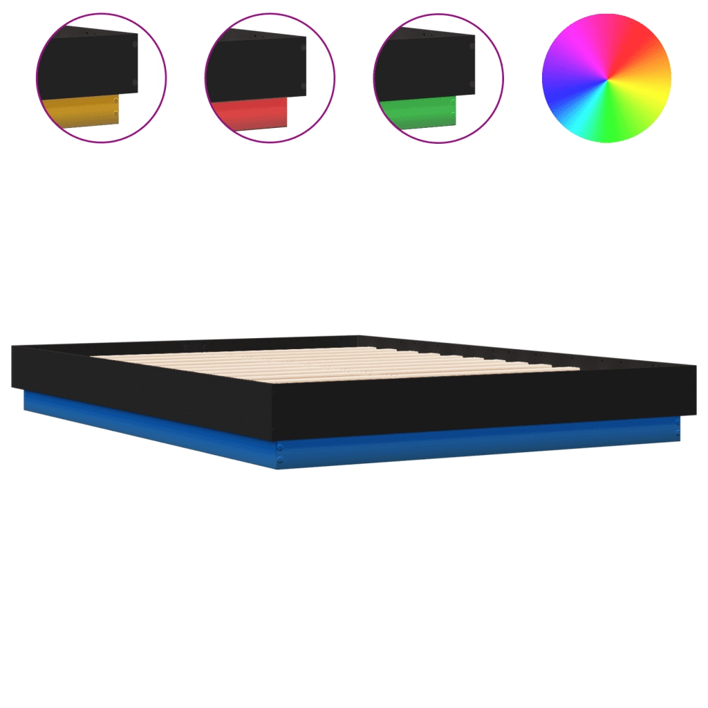 Giroletto con LED senza Materasso Nero 150x200 cm