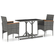 Set Mobili da Pranzo per Giardino 3 pz | Set Salotto da Giardino Grigio