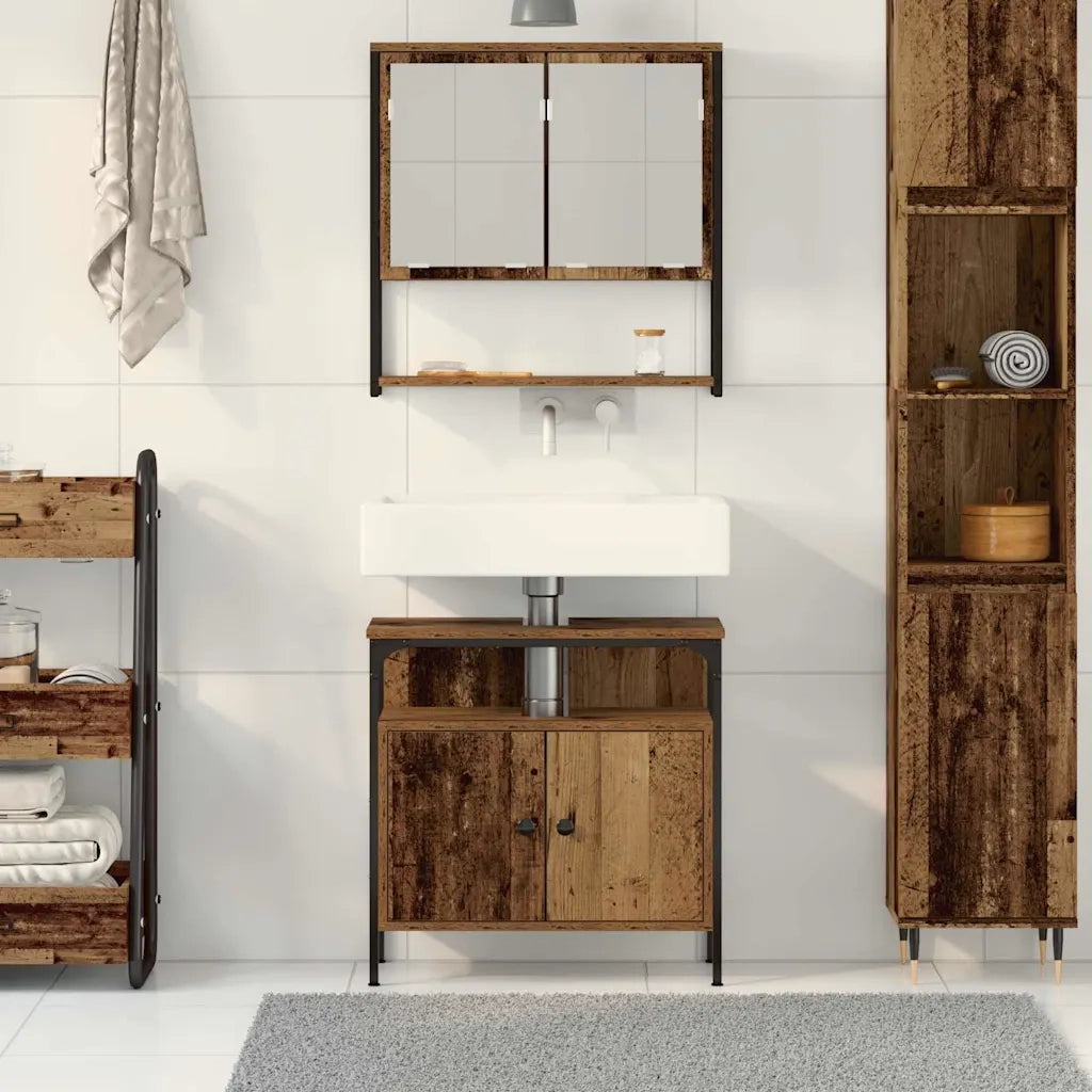 Set di mobili per il bagno 2 pcs Marrone Legno multistrato 3332535