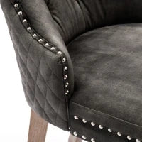 Set di 2 sedie imbottite in velluto con decorazioni in rivetti e anelli rotondi unici,da pranzo, 53,5×64×95 cm, Grigio