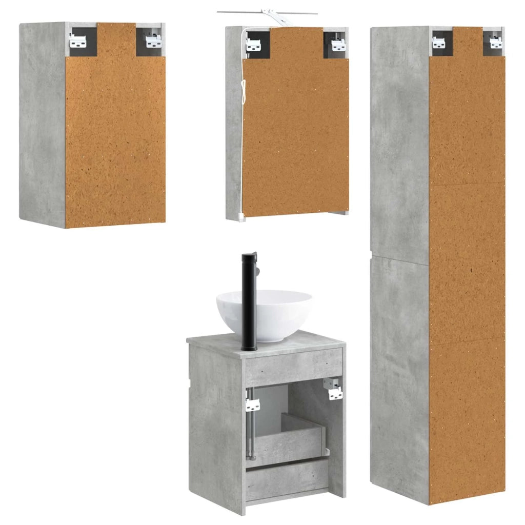 Set di Armadi da Bagno 5 pcs Grigio Cemento 40 x 10,5 x 60,5 cm 3407338