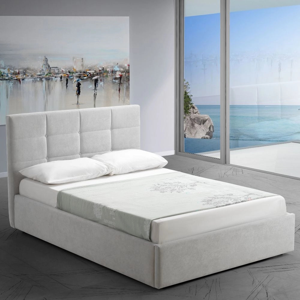 Letto una piazza e mezza con contenitore Napoli grigio Soro 90