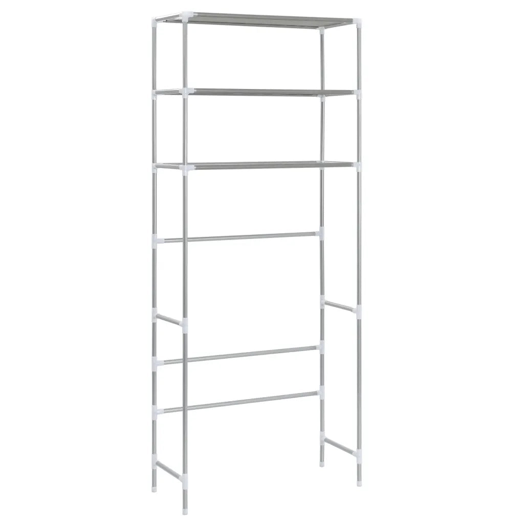 Scaffale per Lavatrice con 3 Ripiani Argento 69x28x169 cm 282465