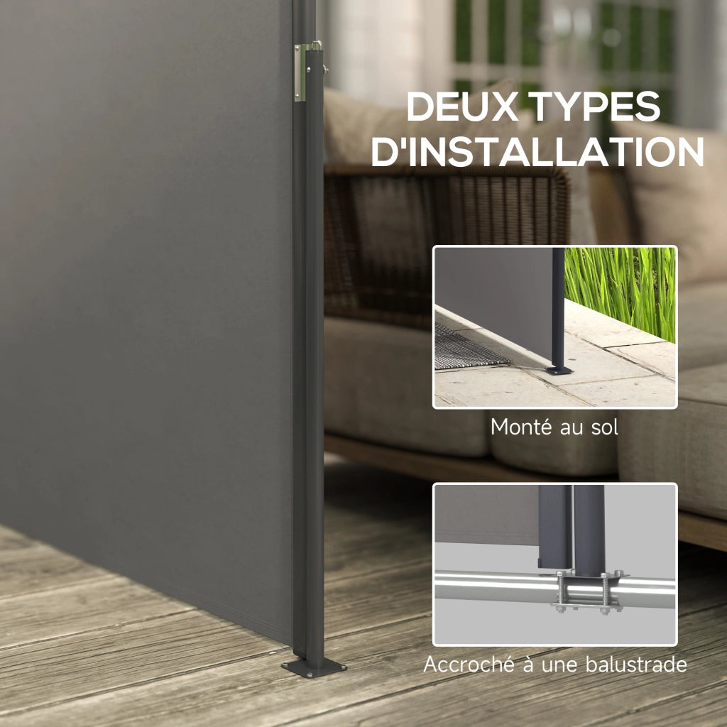 Paravento retrattile per esterno ¨C zephmum ¨C grigio scuro, alluminio, poliestere, 300x140 cm