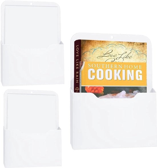 Organizzatore per documenti con chiusura A4 - Mappa magnetica - Set da 3 pezzi - Organizzatore multifunzionale - PP - Plastica - Bianco