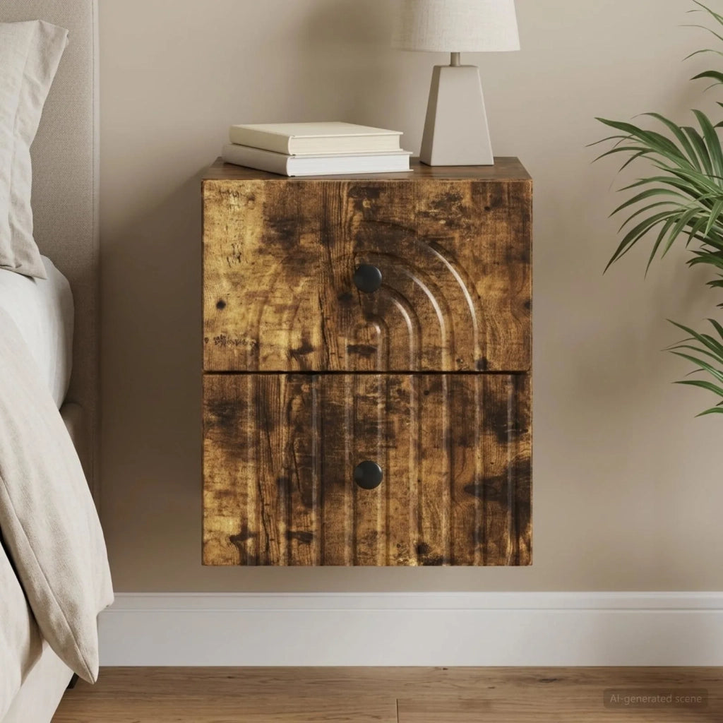 Mobiletto da notte a muro Rovere Fumo 33 x 34,5 x 40 cm 898135