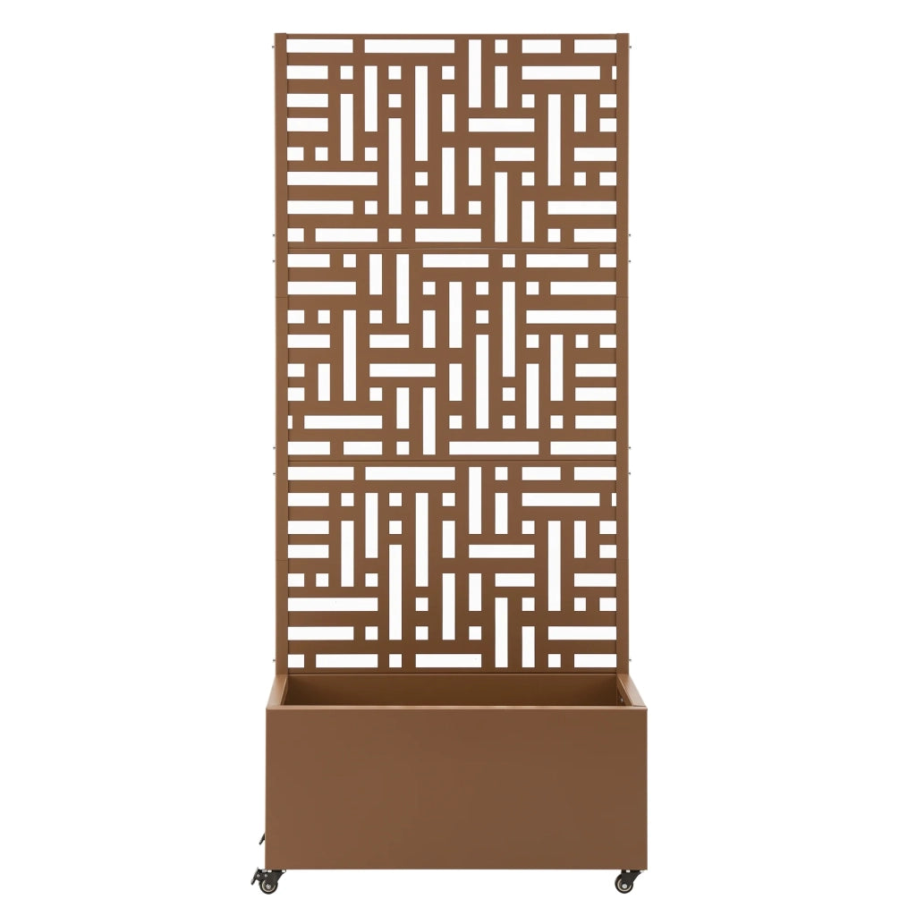 Fioriera/vaso in acciaio zincato con schermo per la privacy 190 x 82 x 38 cm marrone 03_0009498