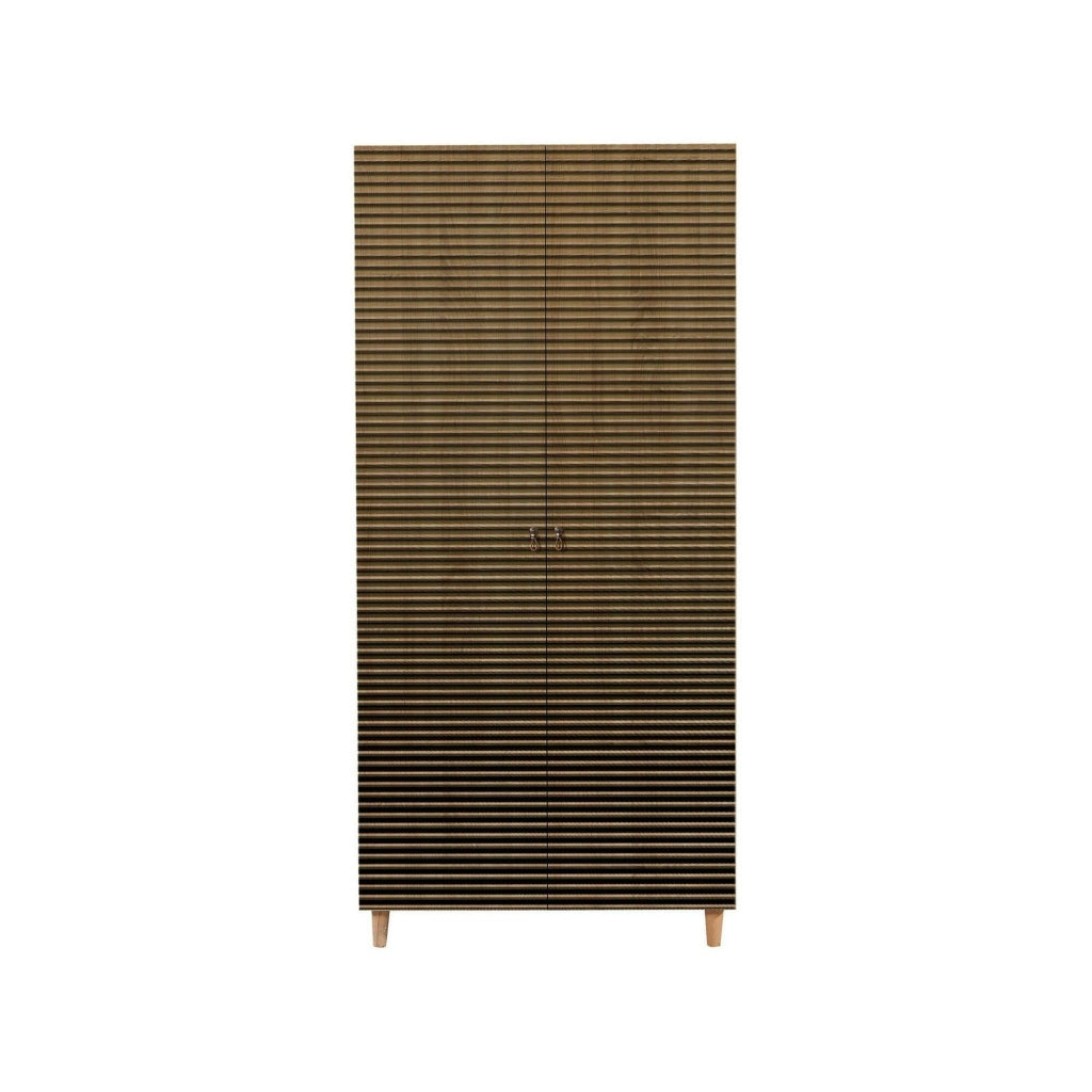 Guardaroba 2 ante Astilbe, Mobile camera da letto, Cabina armadio portabiti, Armadio appendiabiti, 90x52h192 cm, Quercia