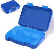 Tromba per bambini con cassetti 4 + 2, contenitore per pranzo, contenitore per spuntini, chiusura sicura per bambini con chiusura a click, contenitore per bento per pranzo per asilo nido, scuola, uscita (blu)