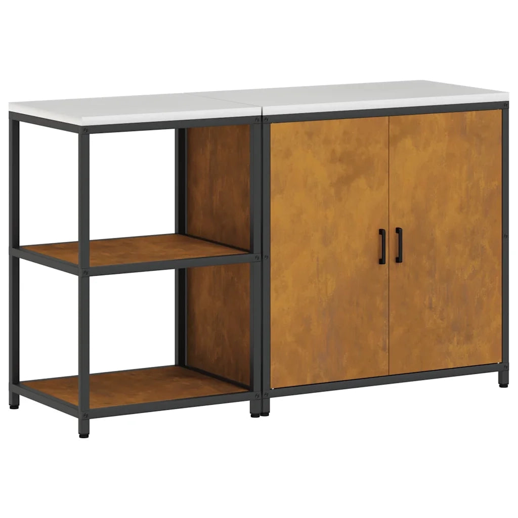 Set di Stoccaggio per Cucina con porta 2 pz-Armadietto Cucina-Armadietto Cucina Ruggine Acciaio 529223