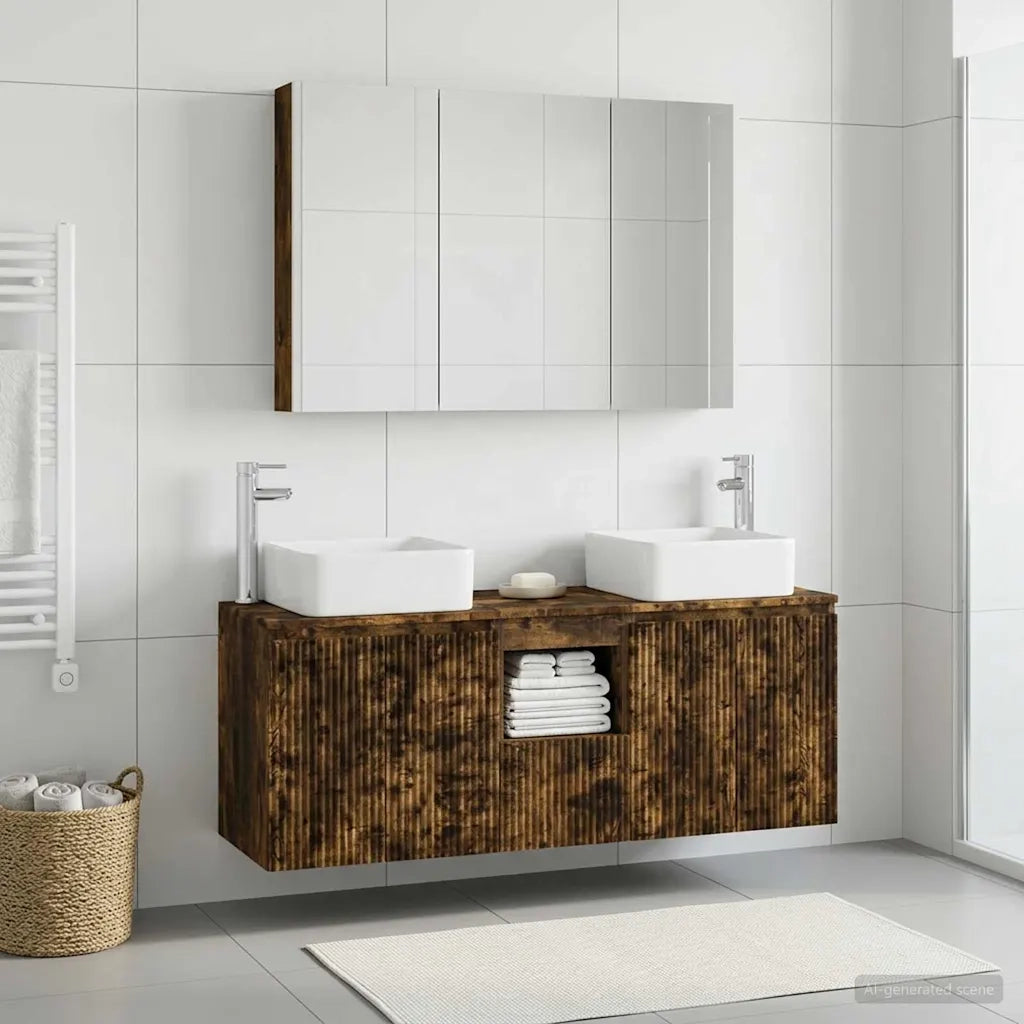 Set di Armadi da Bagno 4 pcs Rovere Fumo Legno ingegnerizzato 3406387