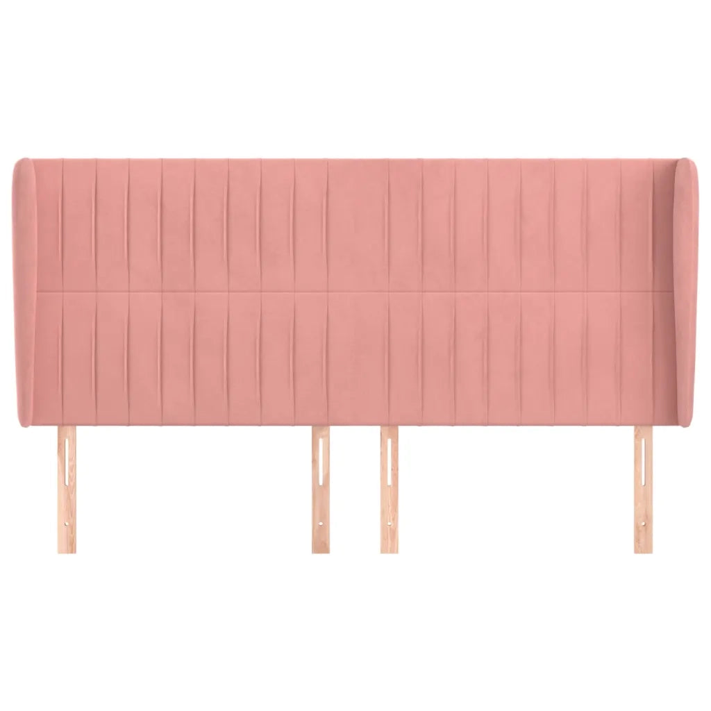 Testiera ad Orecchio-Testata con Orecchie Rosa 203x23x118/128 cm in Velluto 144915