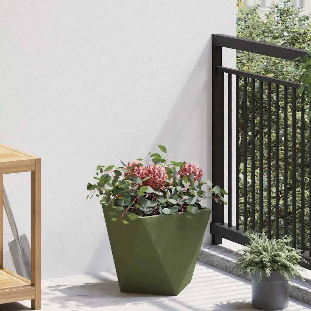 Fioriera 2 pcs Verde oliva 30 x 30 x 30 cm Acciaio 883815