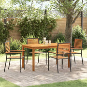 Set da Pranzo per Giardino 5 pcs Nero Legno di Acacia Massello