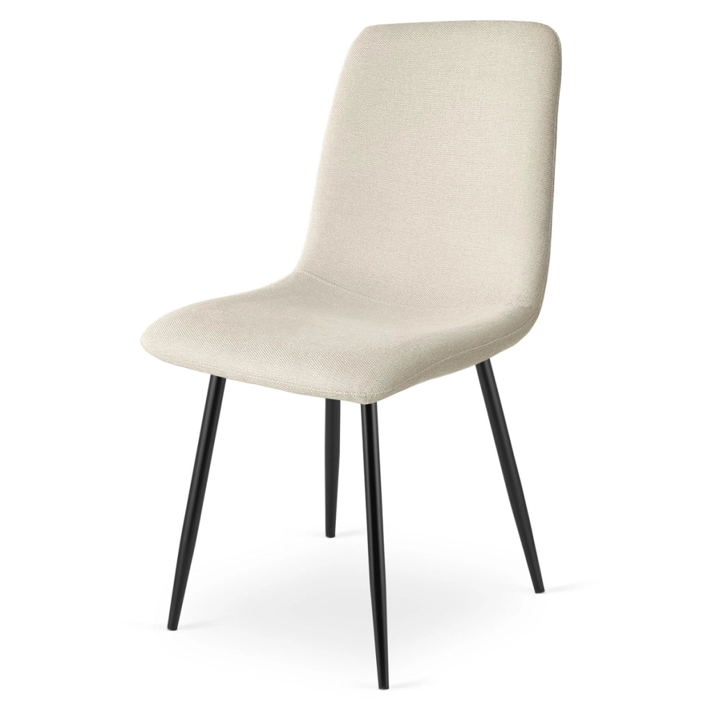 Set di 3 sedie imbottite Rift beige con gambe nere