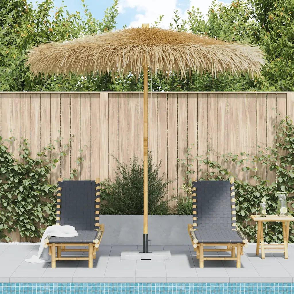 Parasole in Bamb¨´-Ombrellone da spiaggia con Copertura con Foglie di Banana 210 cm