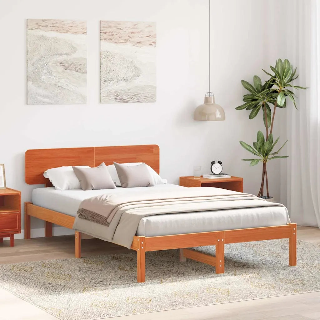 Struttura del letto Marrone cerato 135 x 190 cm Pino massello 872115