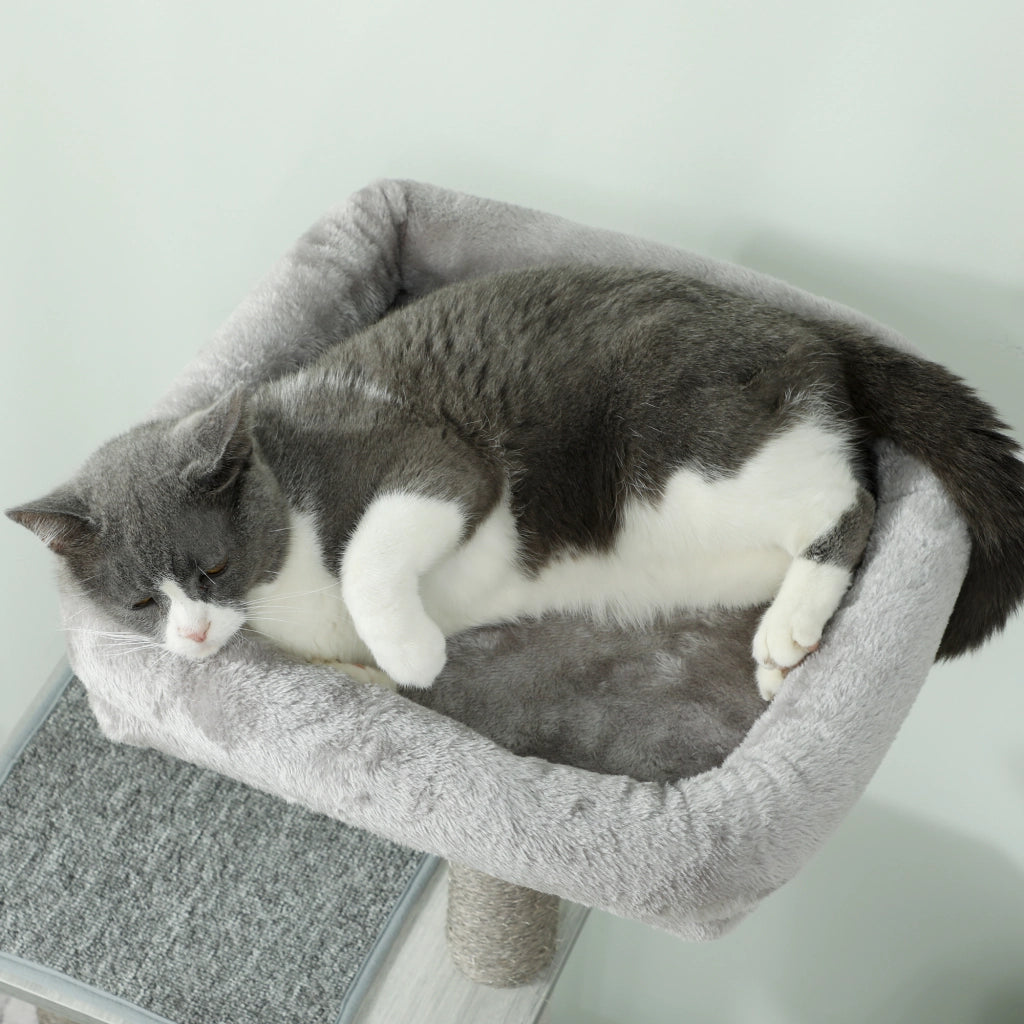 Tiragraffi per Gatti con Piattaforma Torre Scaletta Amaca Casetta ¨C zephmum ¨C Grigio 48x40x126 cm
