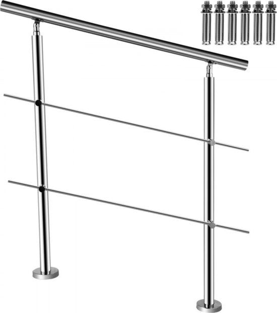 Lamina di Protezione in Acciaio Inox - Leva per Scale - Con 2 Barre Orizzontali