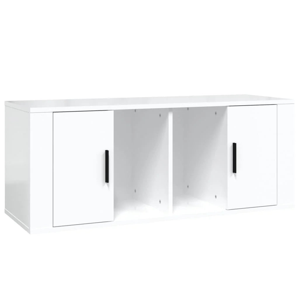 Mobile TV multimediale mensola TV credenza TV sala da pranzo soggiorno camera da letto finitura lucida 100 x 35 x 40 cm legno ingegnerizzato bianco 02_0026974