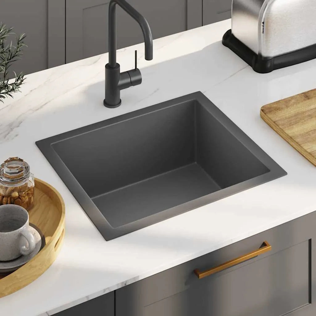 Lavello da Cucina-Lavandino-Lavabo Artigianale Nero in Acciaio Inox 859895