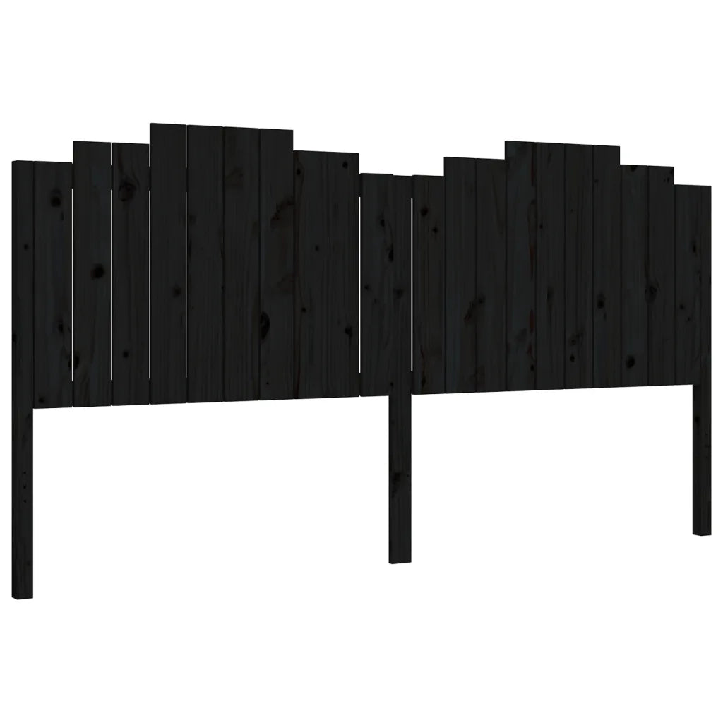 Giroletto con Testiera-Struttura Letto con testiera Nero 200x200 cm in Legno Massello 735655