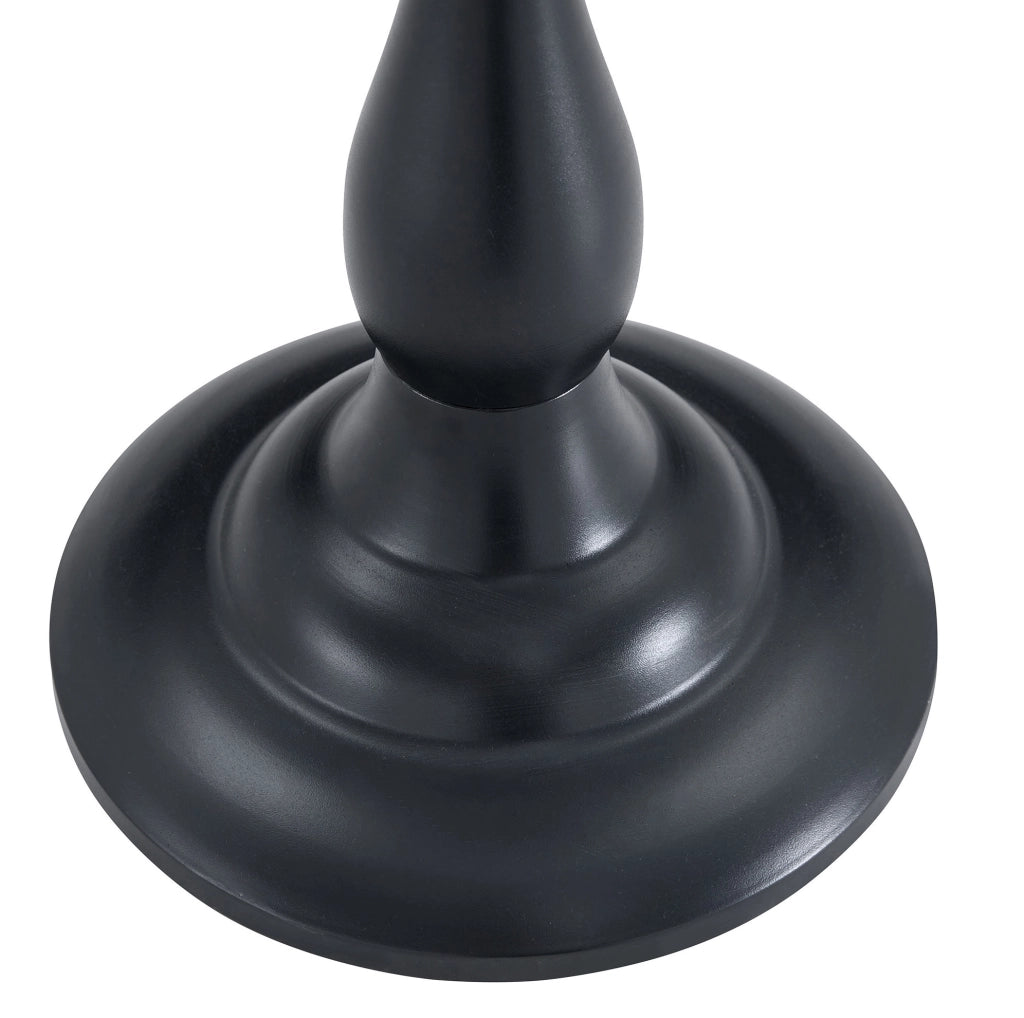 Tavolino laterale in vetro temperato con base in metallo nero