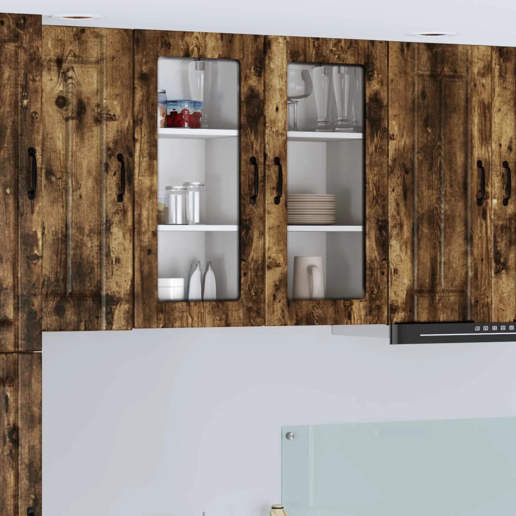 Pensile da cucina | Mobile in vetro da parete LUCCA Rovere Fumo 40 x 31 x 80 cm