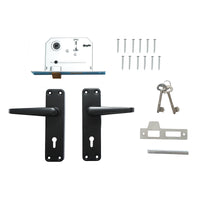 Serratura per porta con placche nere 57x100x60mm