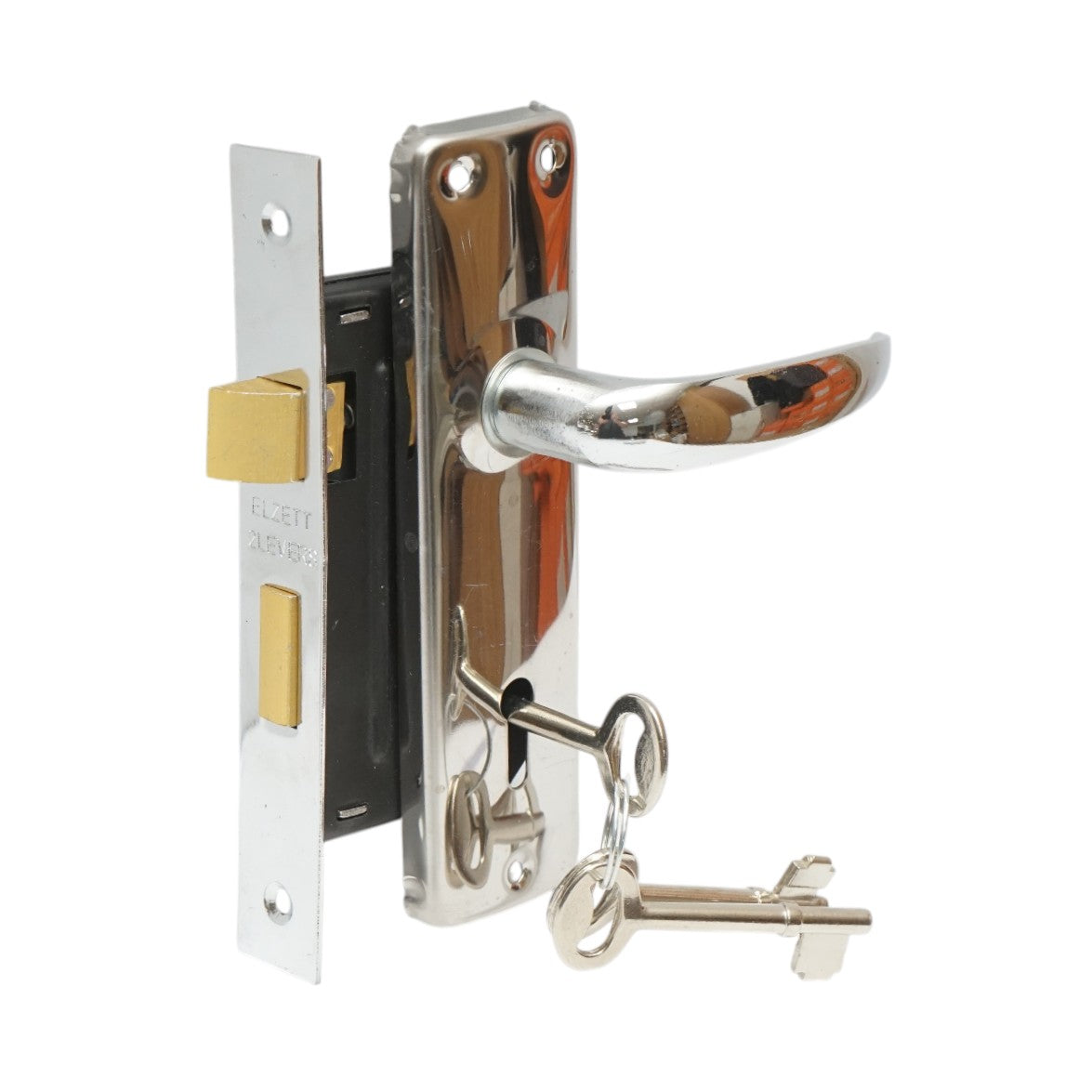 Serratura per porta con placche nichelate 57x100x60mm