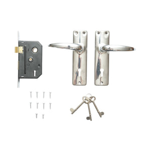 Serratura per porta con placche nichelate 57x100x60mm