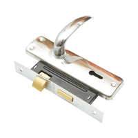 Serratura per porta con placche nichelate 57x100x60mm