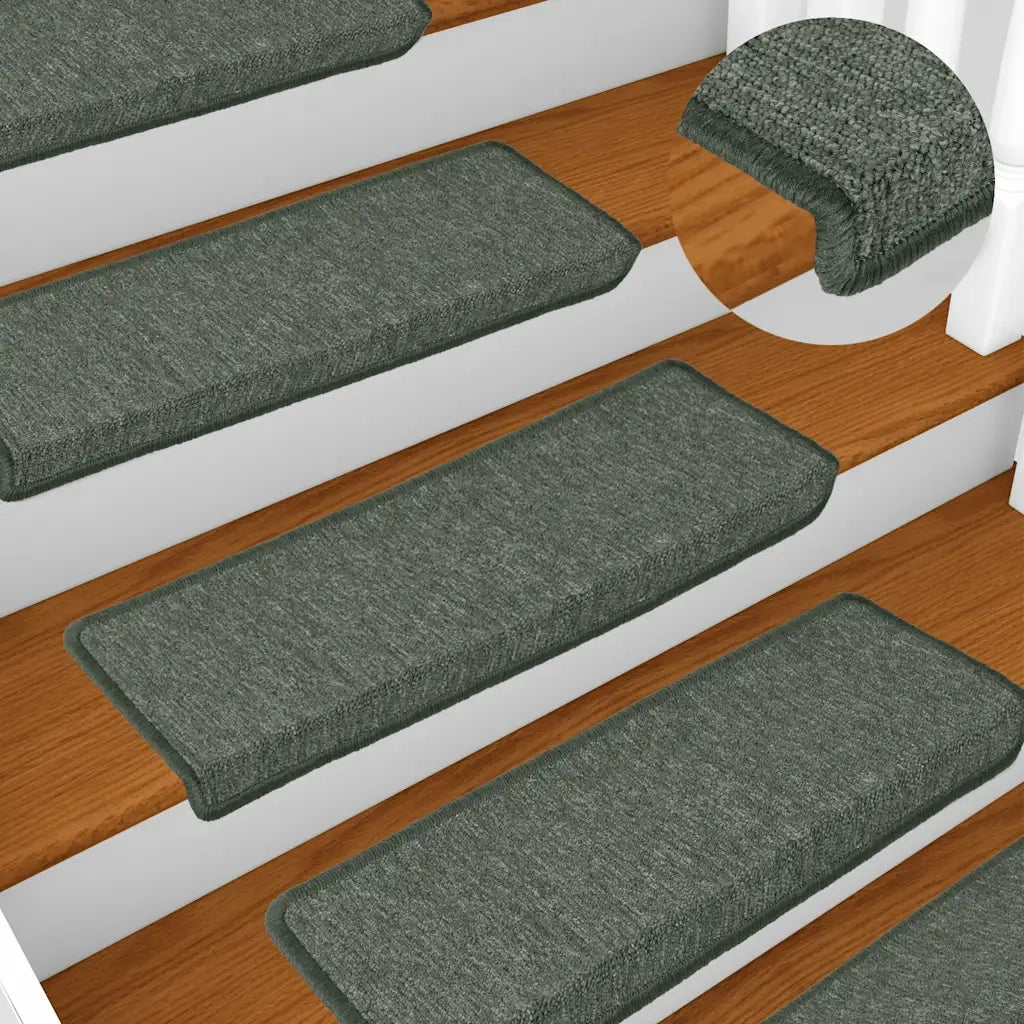 Tappetini per scale 30 pz 65x21x4 cm Verde scuro con bordo rettangolare 3365773