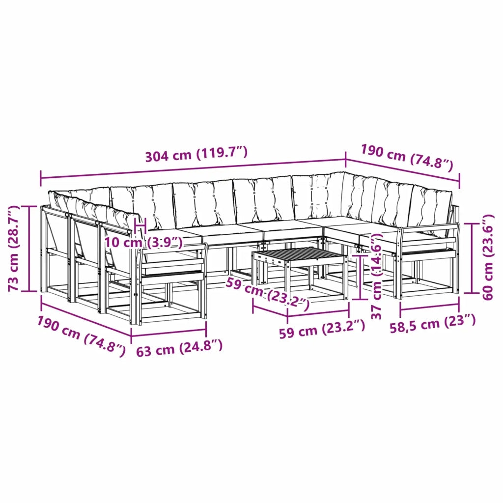 Set di divani da esterno 10 pcs Bianco e Grigio Chiaro 3389885